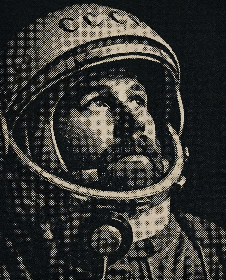 Halftone portrait of an astronaut